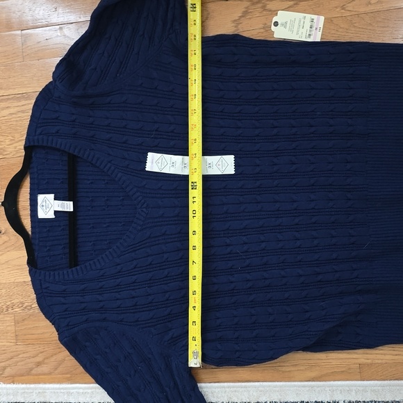ST. JOHN'S BAY WOMENS PLUS SIZE BLUE CLASSIC V-NECK CABLE SWEATER SIZE 3X - Picture 7 of 12
